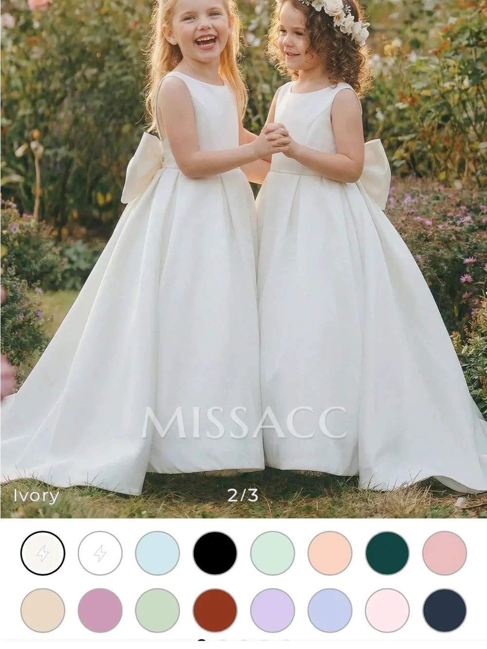 MissAcc Ivory Bow-Back Formal Dress for Girls